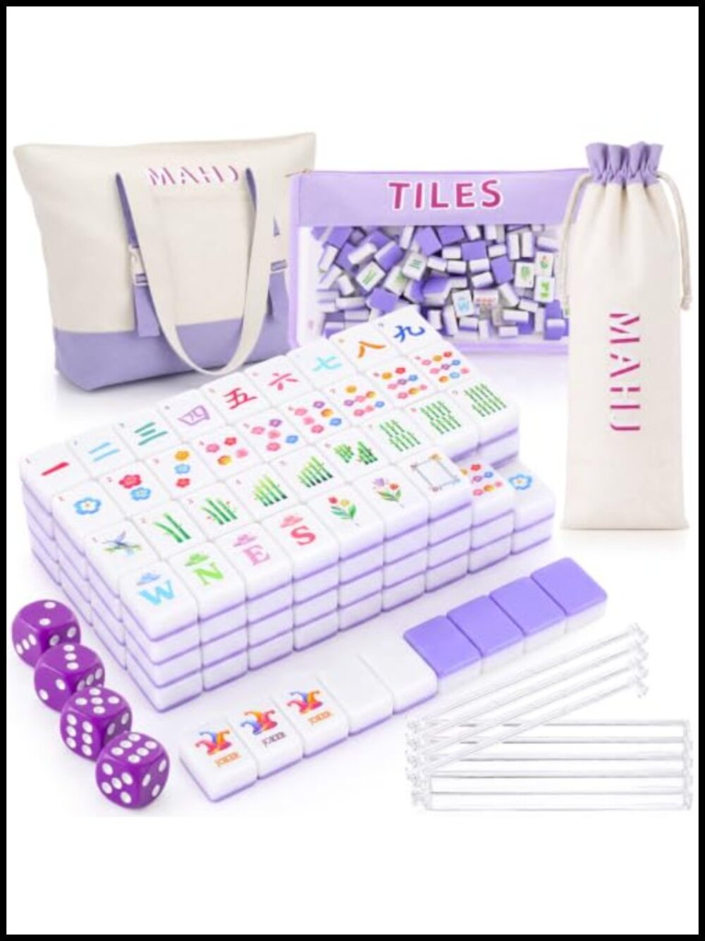 American Mahjong Set 160 Tiles Botanical Design Melamine